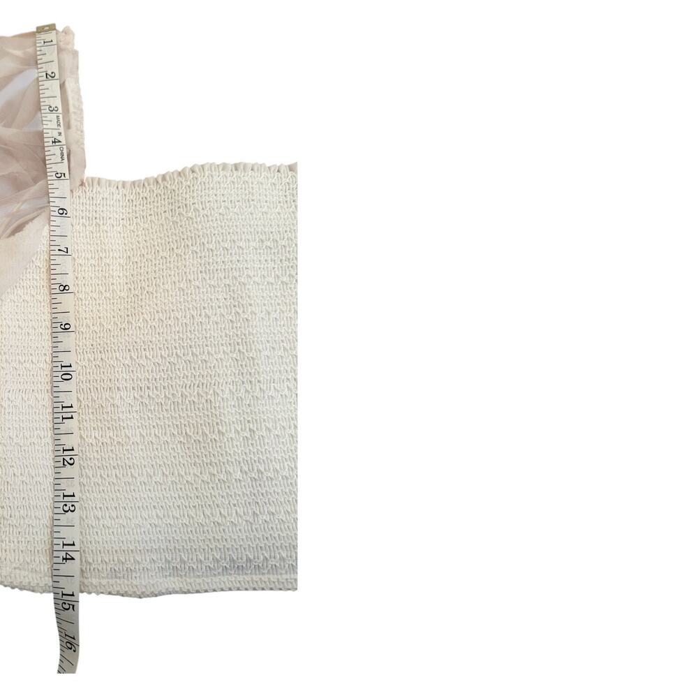 Alice & Olivia NWT Off-White Elasticized Top w/Organza Puff Sleeves, Cropped S/P - Picture 4 of 6